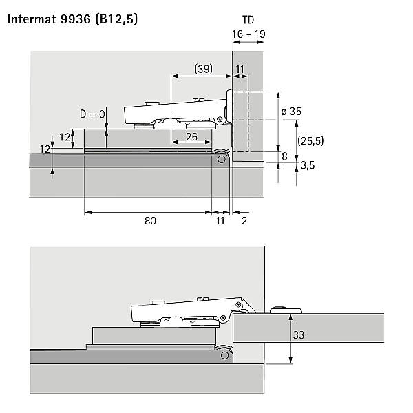 Hettich Döner sürgü kapak sistemi KA 5740 / 400 mm (41373) - 8
