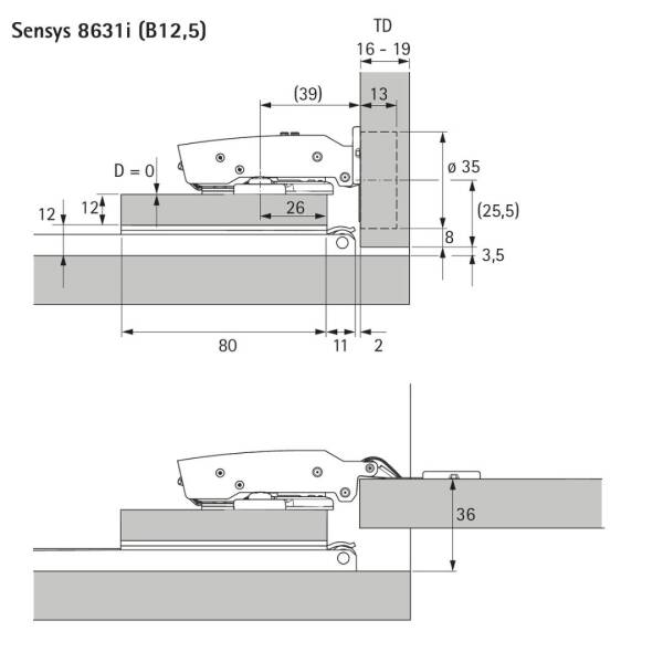 Hettich Döner Sürgü Kapak Sistemi KA 5740 / 450 mm (41374) - 3