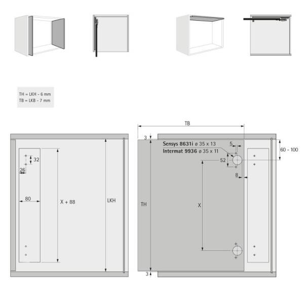 Hettich Döner Sürgü Kapak Sistemi KA 5740 / 600 mm (41377) - 4