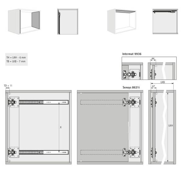 Hettich Döner Sürgü Kapak Sistemi KA 5740 / 600 mm (41377) - 5