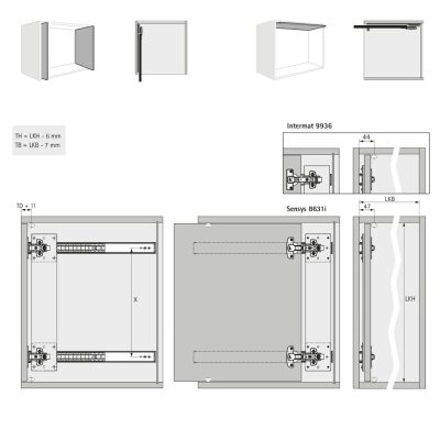 Hettich Döner Sürgü Kapak Sistemi KA 5740 / 600 mm (41377) - 6
