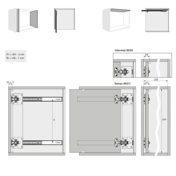 Hettich Döner Sürgü Kapak Sistemi KA 5740 / 600 mm (41377) - 6