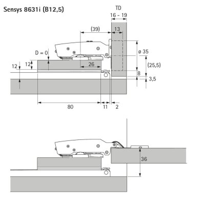Hettich Döner Sürgü Kapak Sistemi KA 5740 / 600 mm (41377) - 7