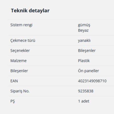 Hettich İç Çekmece Mandalı Gri (9235838) - 2