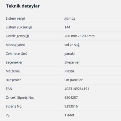 Hettich InnoTech Atira Alüminyum Ön Panel Birleştirici 144 mm Gri (9293516) - 2