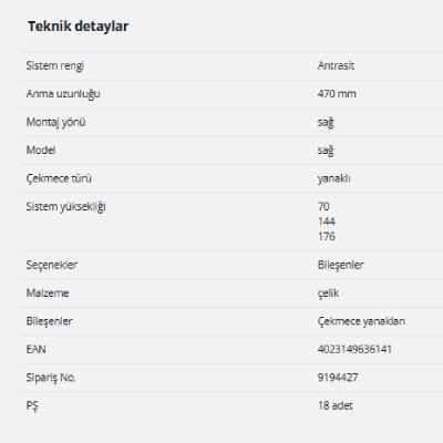 Hettich InnoTech Atira Çekmece Yanağı 470 mm Antrasit Sağ (9194427) - 2