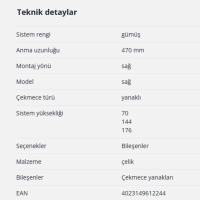 Hettich InnoTech Atira Çekmece Yanağı 470 mm Gri Sağ (9194399) - 2