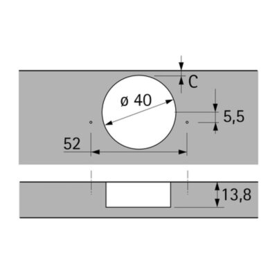 Hettich Intermat Kalın Kapak Menteşesi Düz 43mm (9155241) - 2