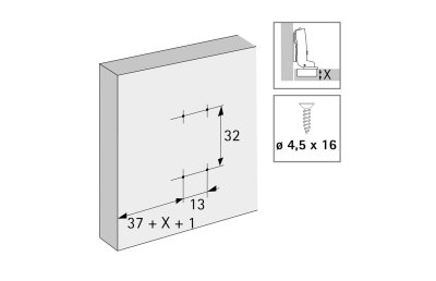 Hettich Novisys Frenli 4 Delikli Taban 0mm (9313866) - 3