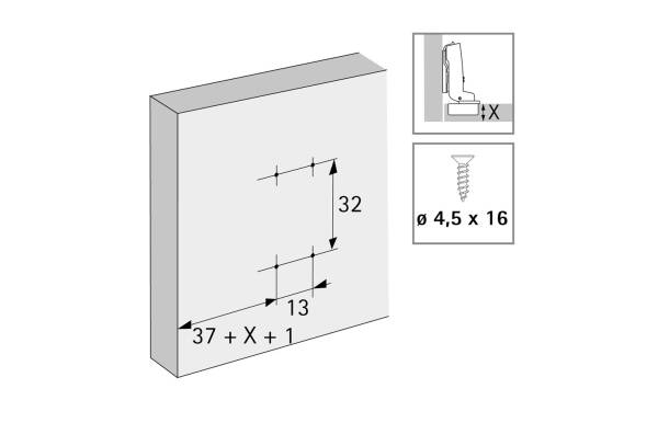 Hettich Novisys Frenli 4 Delikli Taban 0mm (9313866) - 3