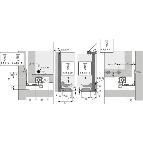 Hettich Quadro Kısmi Açılım Frenli Ray 30 cm Sağ (9267402) - 2