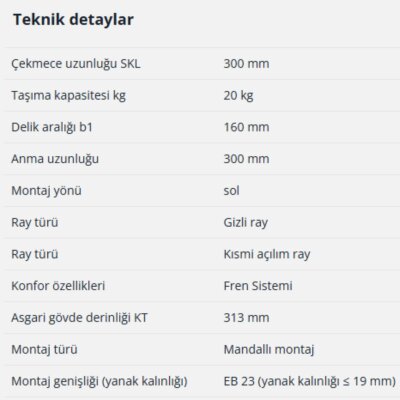 Hettich Quadro Kısmi Açılım Frenli Ray 30 cm Sol (9267401) - 6