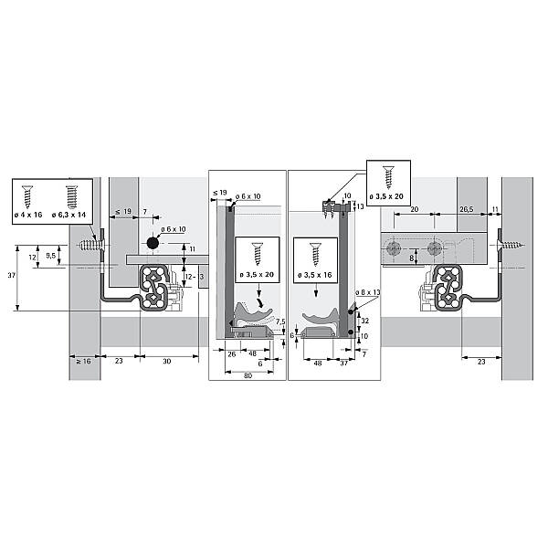 Hettich Quadro Tam Açılım Bas-Aç Ray 400 mm Sol (9225739) - 2