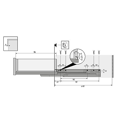 Hettich Quadro Tam Açılım Bas-Aç Ray 400 mm Sol (9225739) - 3