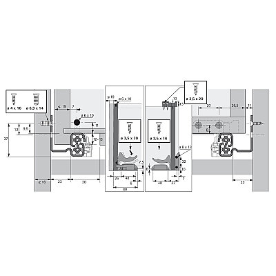 Hettich Quadro Tam Açılım Bas-Aç Ray 450 mm Sağ (9225742) - 3