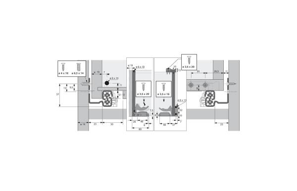 Hettich Quadro Tam Açılım Bas-Aç Ray 500 mm Sağ (9225744) - 2