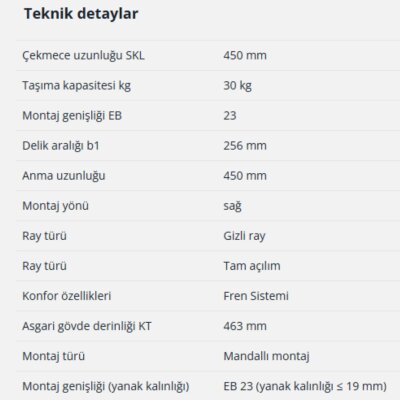Hettich Quadro Tam Açılım Frenli Ray 45 cm Sağ (9225730) - 5