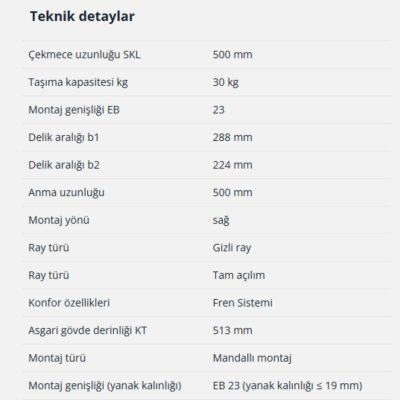 Hettich Quadro Tam Açılım Frenli Ray 50 cm Sağ (9225732) - 5