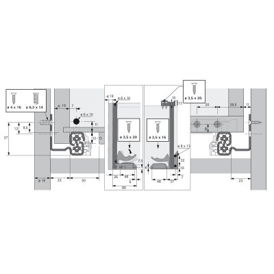 Hettich Quadro Tam Açılım Frenli Ray Sol 30 cm (9225673) - 2