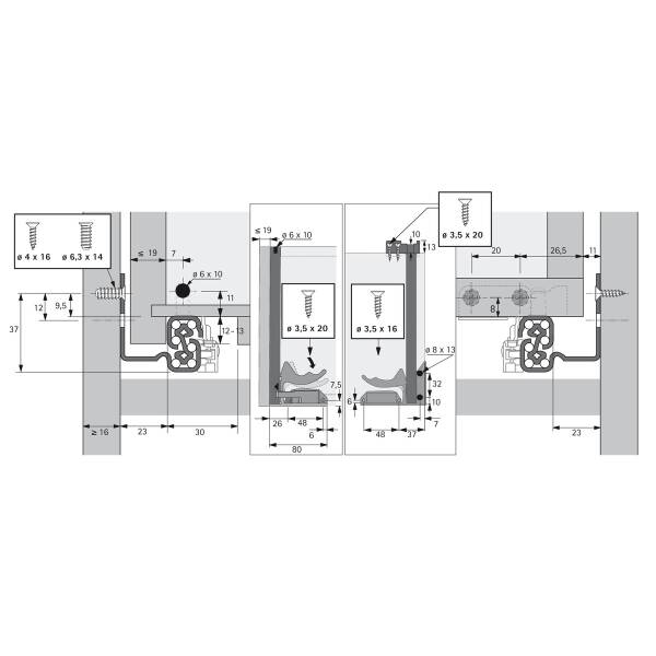 Hettich Quadro Tam Açılım Frenli Ray Sol 30 cm (9225673) - 2