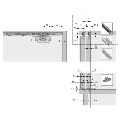 Hettich SysLine S Silent System Kapatma Frenli Set (9134311) - 3