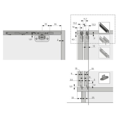 Hettich SysLine S Vidalı Montaj Hareket Profili 2000 mm (9136105) - 3