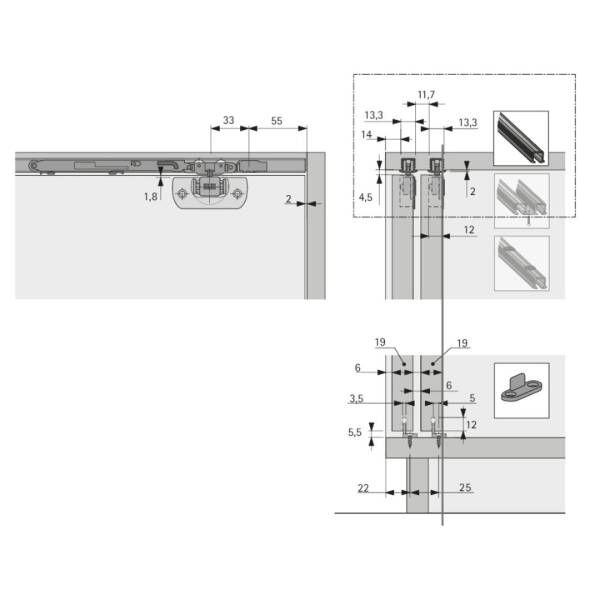 Hettich SysLine S Vidalı Montaj Hareket Profili 2000 mm (9136105) - 3