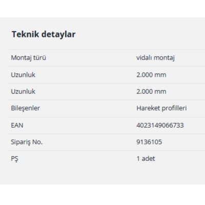 Hettich SysLine S Vidalı Montaj Hareket Profili 2000 mm (9136105) - 4