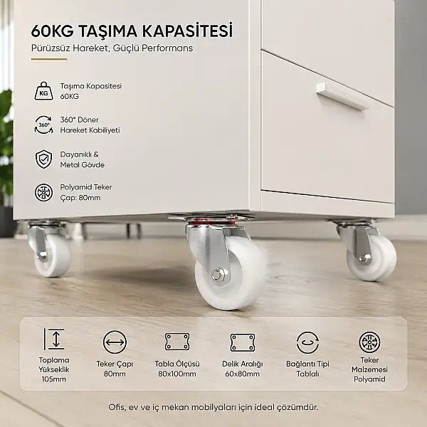 Hts Döner Tablalı Tekerlek 80mm (120-02-80-33) - 2