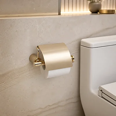 System Banyo Icona Kapaklı Tuvalet Kağıtlığı Gold Renk 85x118x158 mm (BA1037 010 GL) - 1