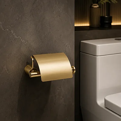 System Banyo Icona Kapaklı Tuvalet Kağıtlığı Gold Renk 85x118x158 mm (BA1037 010 GL) - 1