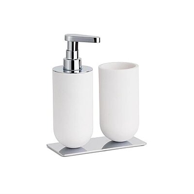 İkili Set Diş Fırçalığı/Sıvı Sabunluk Beyaz/Krom Renk 206x89x170 mm (BA2026 022 R1-CR) - System Banyo