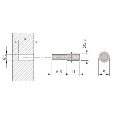 Italiana Ferramenta Flipper Ø5 x L.8.5mm Düz Pim (10605010ZN) - 2
