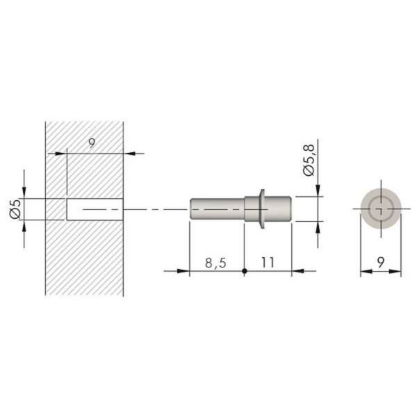 Italiana Ferramenta Flipper Ø5 x L.8.5mm Düz Pim (10605010ZN) - 2