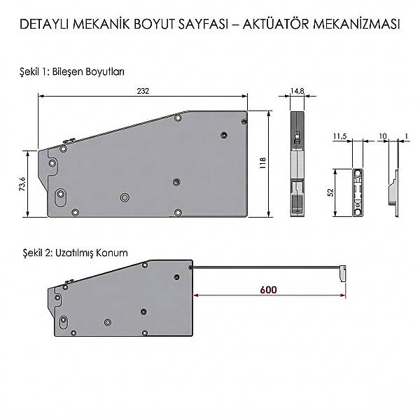 Italiana Ferramenta Kiaro Ayarlı Düşer Kapak Mekanizması 600mm Halatlı (46006000YA) - 2