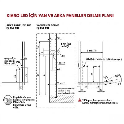 Italiana Ferramenta Kiaro Ayarlı Düşer Kapak Mekanizması 600mm Halatlı (46006000YA) - 4
