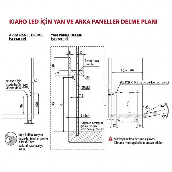 Italiana Ferramenta Kiaro Ayarlı Düşer Kapak Mekanizması 600mm Halatlı (46006000YA) - 4