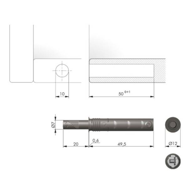 Italiana Ferramenta Kpush TECH 20mm Gömme Silikon Uçlu Bas-Aç İtici Antrasit (57004040EE) - 2
