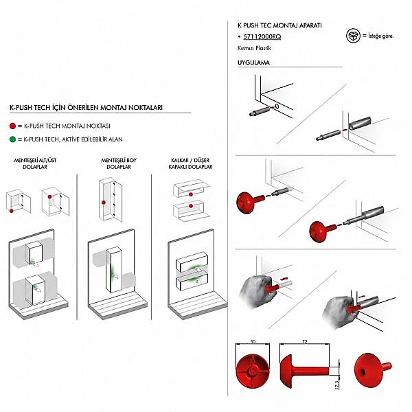 Italiana Ferramenta K-Push Tech Montaj Aparatı Kırmızı (57112000RO) - 2