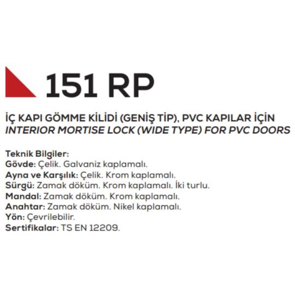 Kale 151/RP Pvc İçin Oda Kilit 35mm Rulmanlı (764) - 2