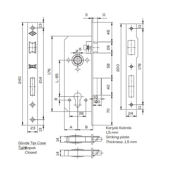 Kale 152 R 40mm Rulmanlı Silindirli Kilit Nikel Oval (781O) - 2