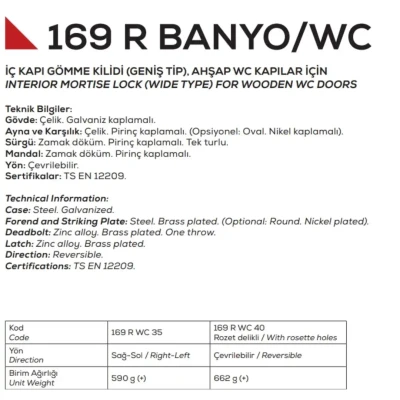 Kale Kilit 169 R Wc Banyo Kilidi 40mm Rulmanlı Nikel Oval (799O) - 2