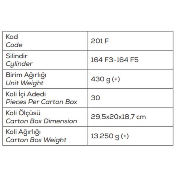 Kale 201/F Fiam Barelli Sürme Kapı Kilidi (860) - 2