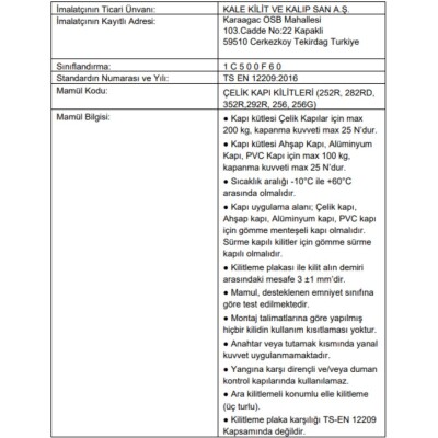 Kale 256 G Multi Sistem Çelik Kapı Kilidi (761) - 3