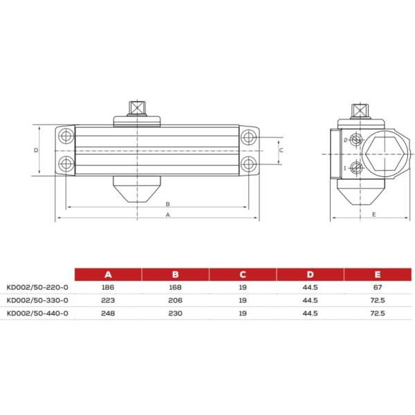 Kale Kapı Hidroliği 3 No 40-65 kg (KD-002/50-330) - 2
