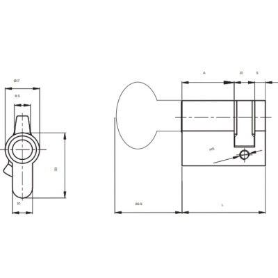 Kale Kilit 164M Yarım Mandallı Saten Pimli Barel 41mm (164M) - 2