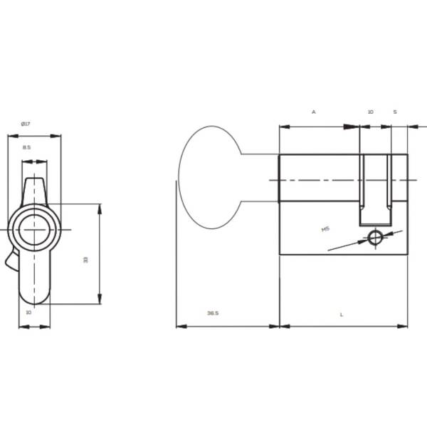 Kale Kilit 164M Yarım Mandallı Saten Pimli Barel 41mm (164M) - 2