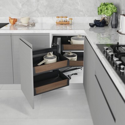 Starax 45cm Sağ Unique Wood Antrasit Kapağa Monte Kör köşe Mekanizması (S-3002-UW-A) - 1