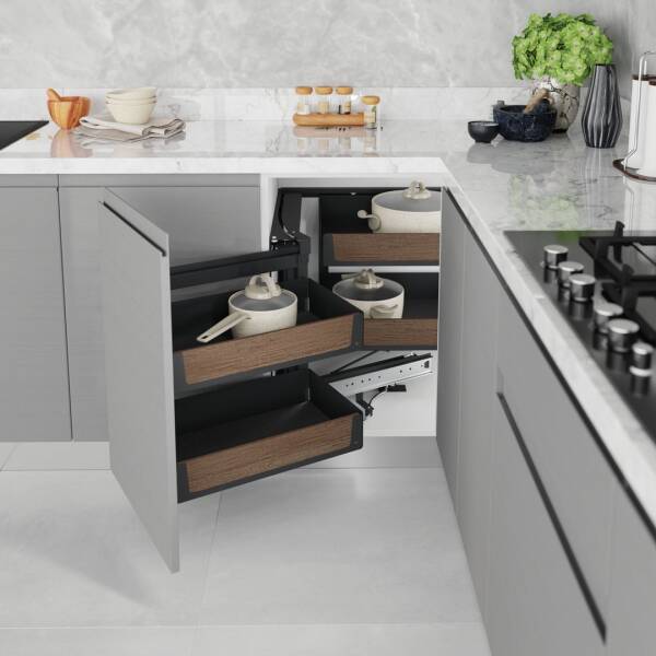 Starax 45cm Sağ Unique Wood Antrasit Kapağa Monte Kör köşe Mekanizması (S-3002-UW-A) - 1
