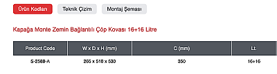 Kapağa Monte Zemin Bağlantılı Çöp Kovası 16+16 Lt.-Antrasit (S-2588-A) - Starax (1)